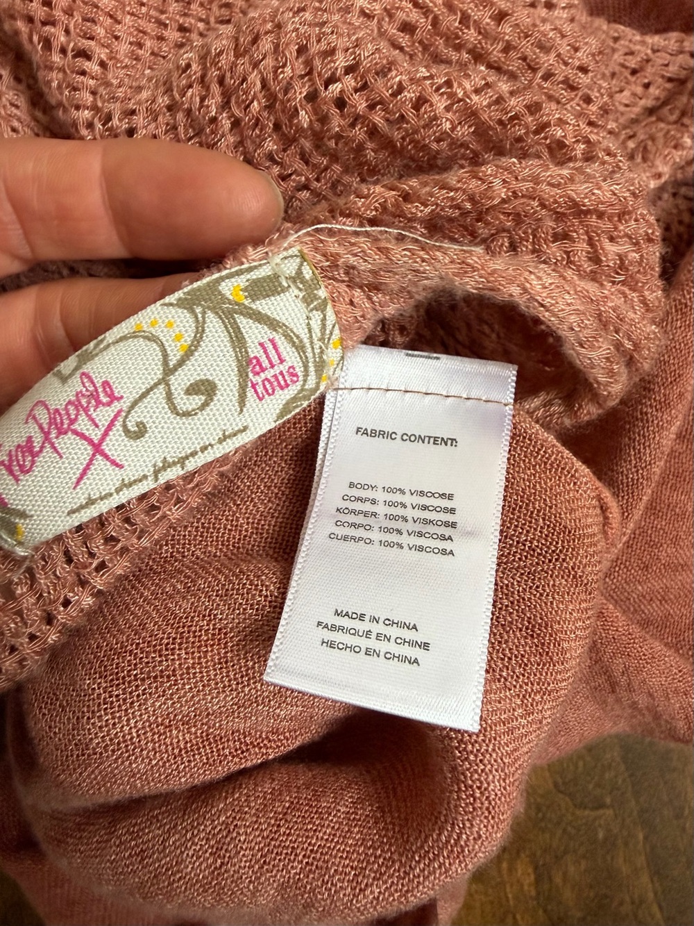Free People Day Dream Washed Kimono Open-Weave Layering Cardigan terracotta - Picture 10 of 11